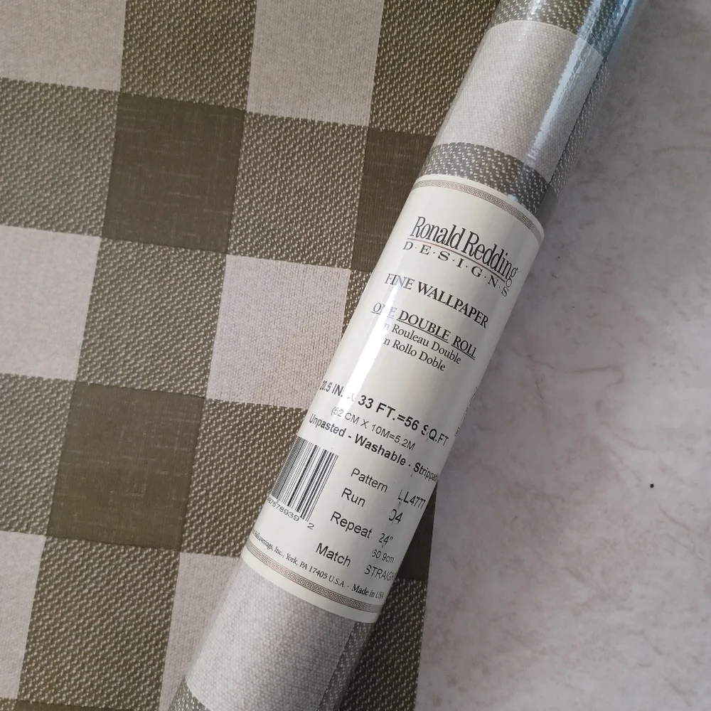 Wallpaper Olive Green Gingham Buffalo Plaid